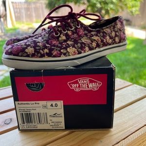 Kids vans size 4 floral used shoes
